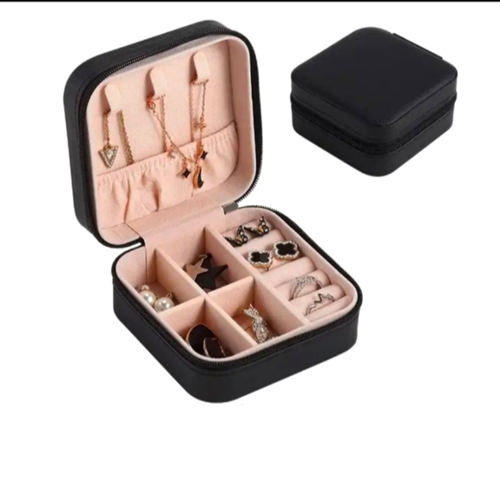Black Jewelry Storage Case, Simple Jewelry Box For Travel & Home.